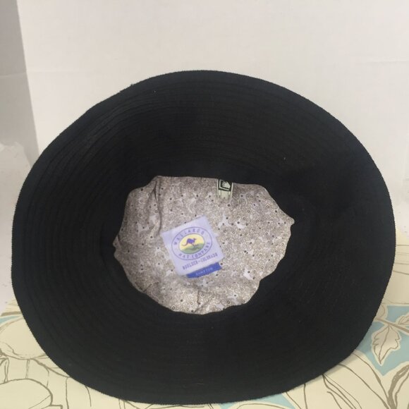 Wallaroo Hat Company Hampton Black Sun Beach Hat Bow Detail 100% cotton Floppy - Picture 8 of 9